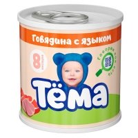 Пюре мясное Тёма говядина с языком с 8 месяцев 90 гр (12 шт.)
