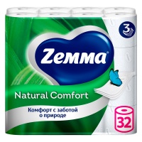 Туалетная бумага Zemma Natural Comfort 3 слоя (32 шт)