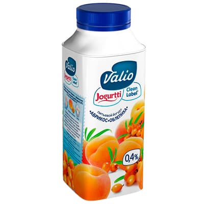 Йогурт Valio питьевой с абрикосом и облепихой 0,4% БЗМЖ 330 гр