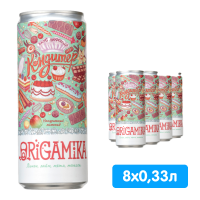 Лимонад Origamika Кондитер (лимон, лайм, мята, мелисса), 0.33 литра, газ, ж/б, 8 шт. в уп.