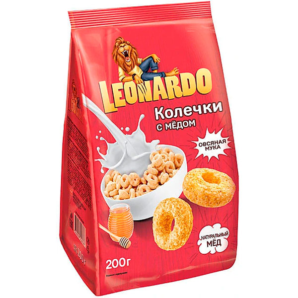 Завтрак готовый Leonardo Колечки с мёдом 200 гр