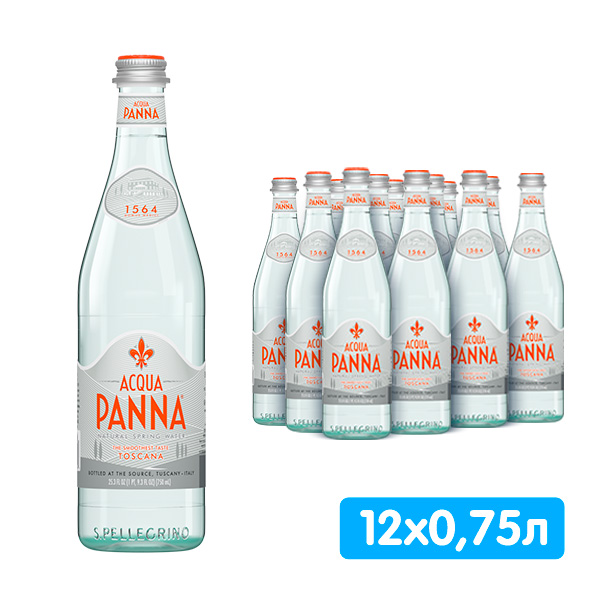 Вода Acqua Panna 0.75 литра, без газа, стекло, 12 шт. в уп Вода Acqua Panna 0.75 литра, без газа, стекло, 12 шт. в уп. - фото 1