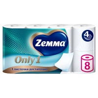 Туалетная бумага Zemma Just1 белая 4х-слойная (8шт.)