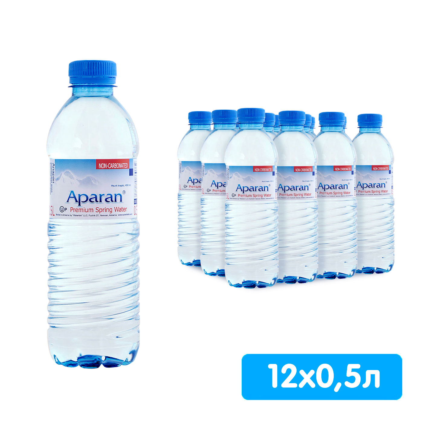 Вода Апаран 0.5 литра, без газа, пэт, 12 шт. в уп.