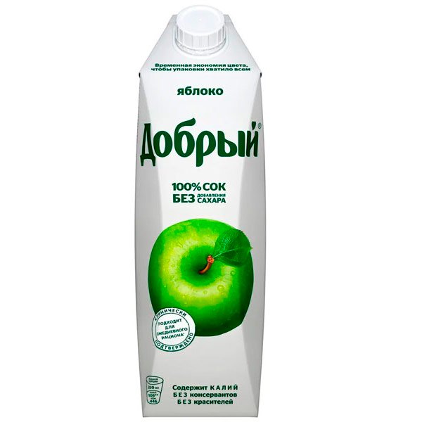 Нектар Добрый яблоко зелёное 1 литр без сахара