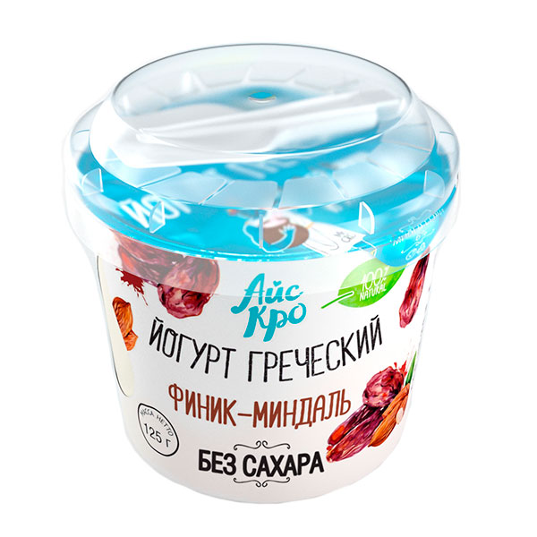 Йогурт Греческий АйсКро финик, миндаль без сахара 3,8% БЗМЖ 125 гр
