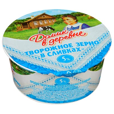 Продукт творожный Домик в деревне Творожное зерно в сливках 5% БЗМЖ 130 гр