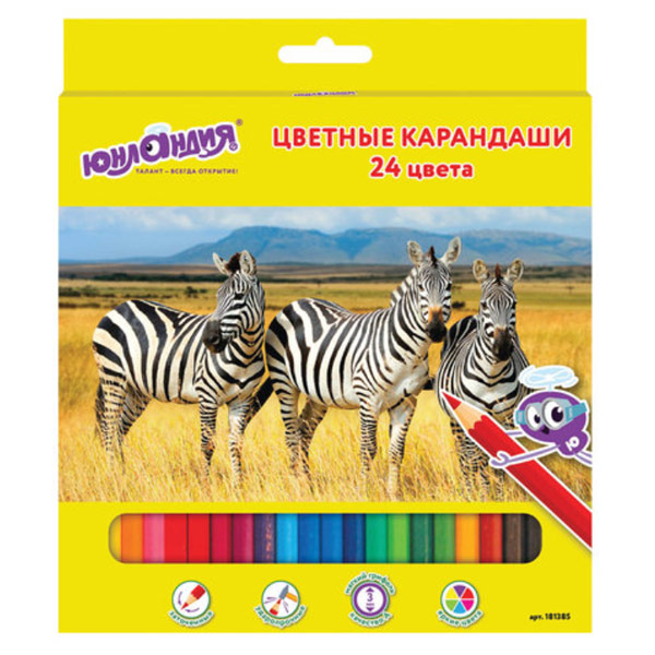Карандаши цветные Юнландия 24 цвета, классические заточенные от vodovoz
