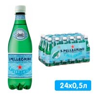 Вода San Pellegrino 0.5 литра, газ, пэт, 24 шт. в уп.
