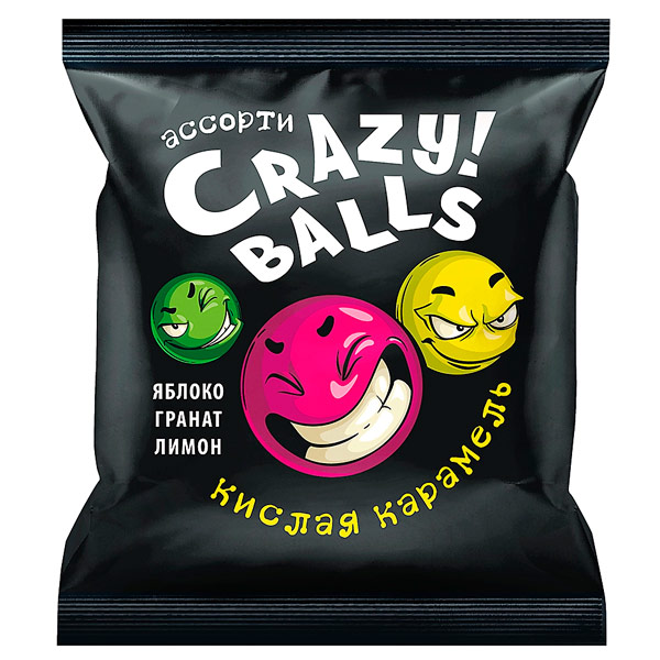 Карамель Crazy Balls кислая 90 гр