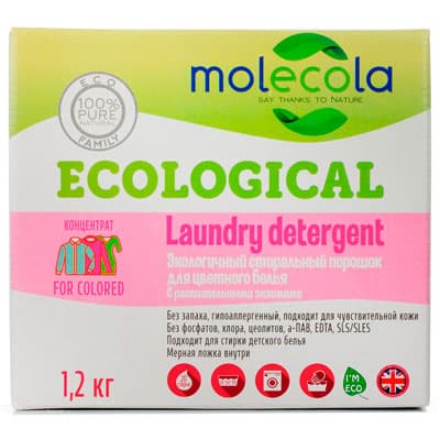 Стиральный порошок Molecola для цветного белья с растительными энзимами экологичный 1,2 кг