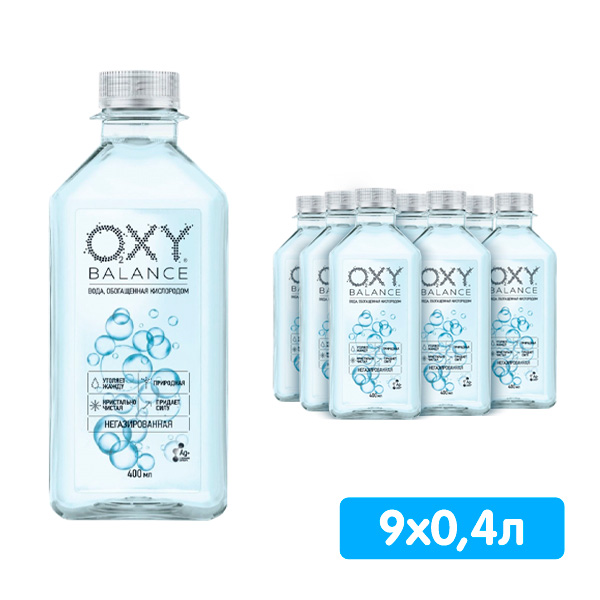 Вода Oxy Balance 0.4 литра, без газа, пэт, 9 шт. в уп.