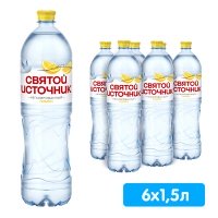 Вода Святой Источник со вкусом лимона 1.5 литра, без газа, пэт, 6 шт. в уп.