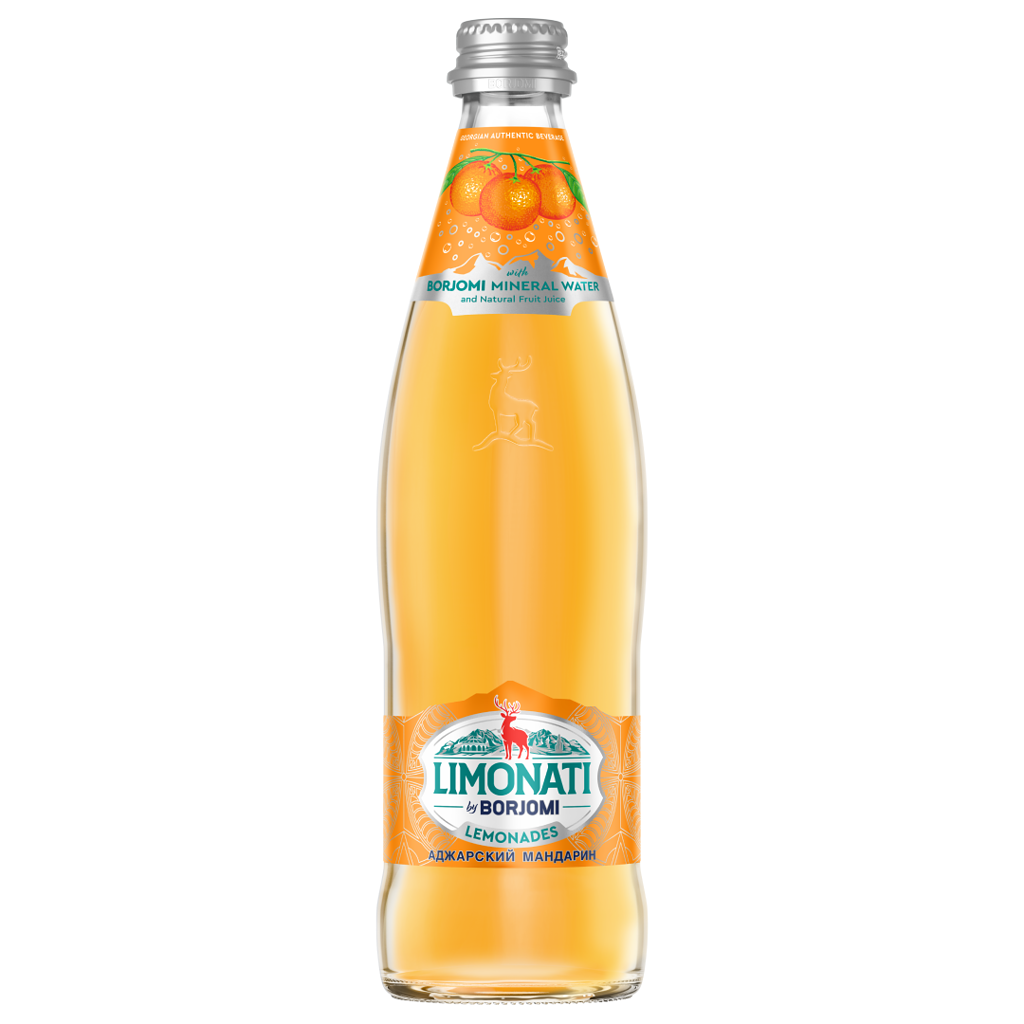 Напиток Limonati by Borjomi с соком мандарина 0.5 литра, газ, стекло, 12 шт. в уп.