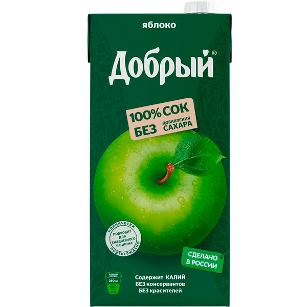 Сок Добрый яблоко зелёное 2 литра без сахара