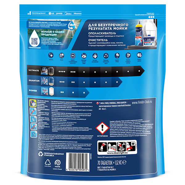 Средство для посудомоечных машин Finish Рowerball All In Оne Лимон 70 таб