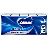 Носовые платочки Zemma Deluxe без аромата 3 слоя (10х10 шт)