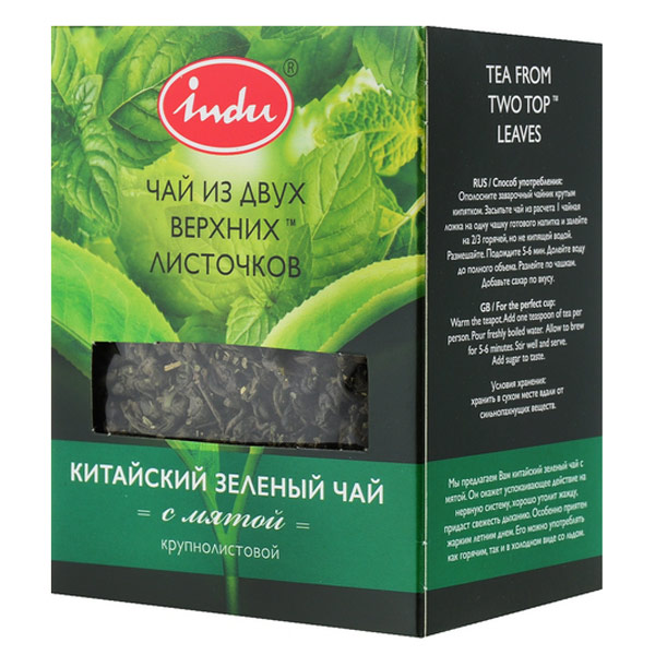 

Чай зеленый Indu крупнолистовой с мятой 90 гр