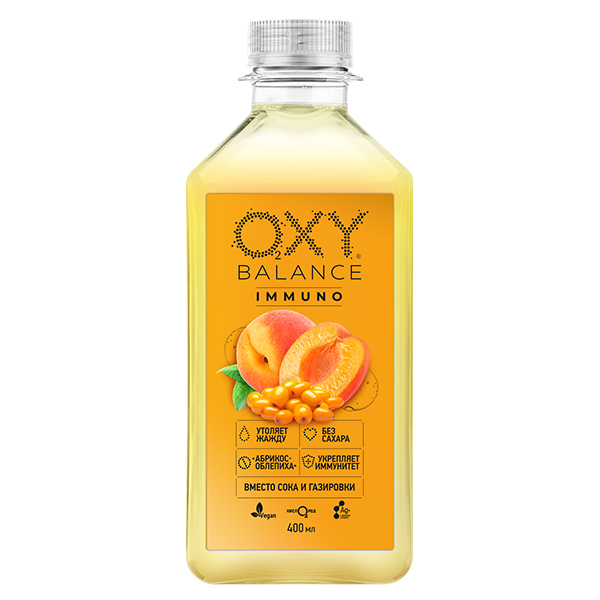 Oxy Balance Immuno абрикос, облепиха 0.4 литра, пэт, 9 шт. в уп.