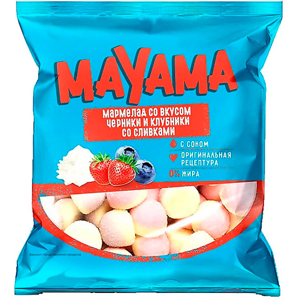 Мармелад Mayama жевательный со вкусами клубники и черники со сливками 70 гр