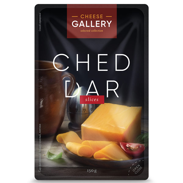 Сыр Cheese Gallery Чеддер красный нарезка 45% БЗМЖ 150 гр - фото 1