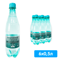 Вода Новотерская Целебная 0.5 литра, газ, пэт, 6 шт. в уп.