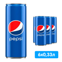 Pepsi-Cola / Пепси Кола импорт 0.33 литра, ж/б, 6 шт.в уп.