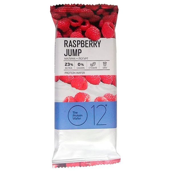 Батончик вафельный О12 Raspberry Jump белковый с малиной и йогуртом 50 гр
