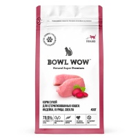 Корм сухой Bowl Wow для взрослых кошек индейка, курица, свекла 400 гр