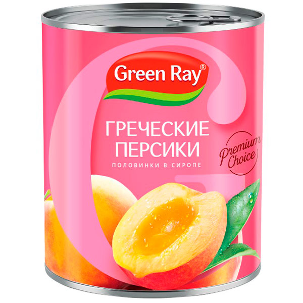 Персики половинки в сиропе Green Ray 850 гр