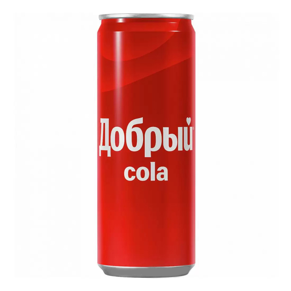Напиток Добрый Cola 0.33 литра, газ, ж/б, 24 шт. в уп.