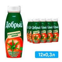 Нектар Добрый томат с сахаром и солью 0.3 литра, пэт, 12 шт. в уп.