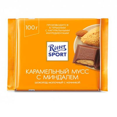 Шоколад Ritter Sport молочный карамельный мусс с миндалем 100 гр