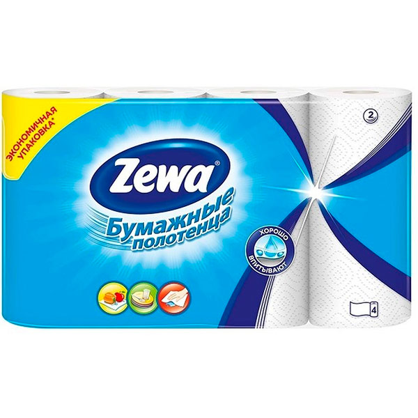 Бумажные полотенца Zemma белые 2 слоя (4 шт)