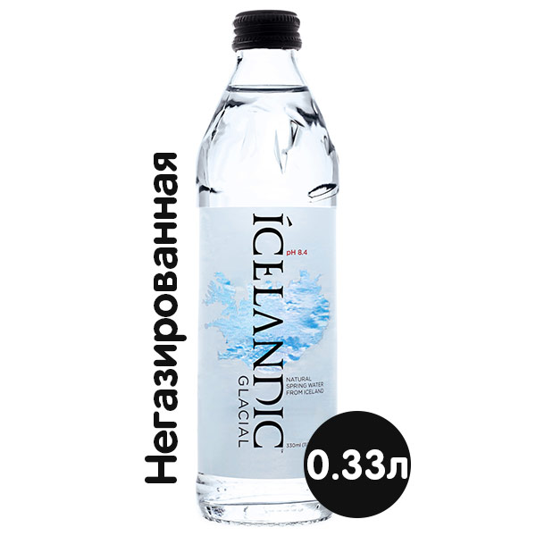 Вода Icelandic Glacial 0,33 литра, без газа, стекло, 24 шт в уп