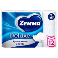 Туалетная бумага Zemma Deluxe белая 3х-слойная (12шт.)
