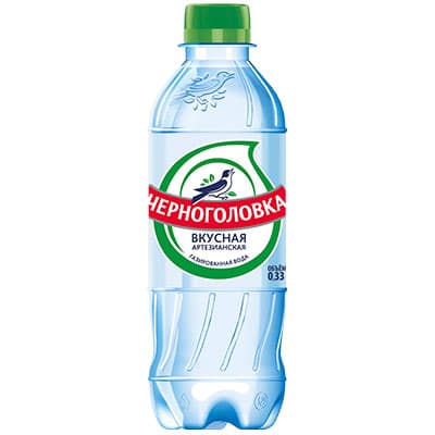 Вода Черноголовская питьевая 0.33 литра, газ, пэт, 12 шт. в уп.
