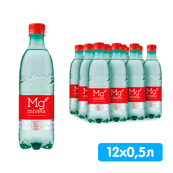 Вода Mivela Mg++ / Мивела 0.5 литра, слабогазированная, пэт, 12 шт. в уп.