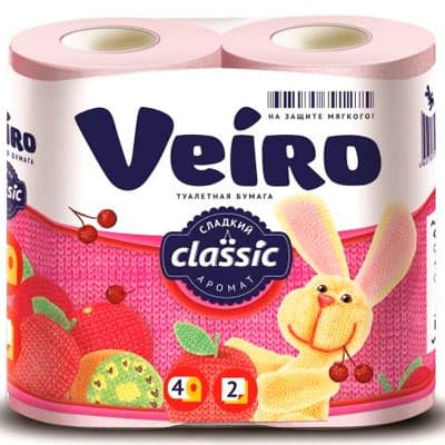 Туалетная Бумага Veiro Classic розовая 2 слоя (4 шт)