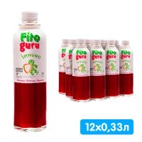 Сокосодержащий напиток Fitoguru клюква, облепиха, прополис 0.33 литра, стекло, 12 шт. в уп.
