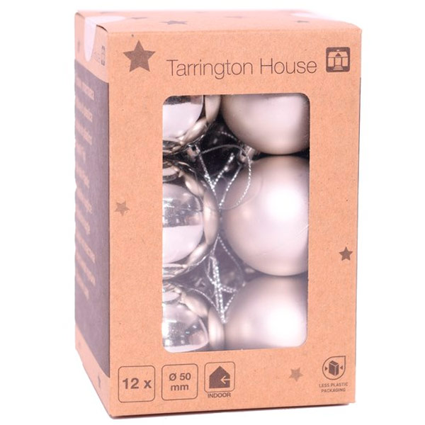 Набор новогодних шаров Tarrington House серебристый 12 шт, 50 мм