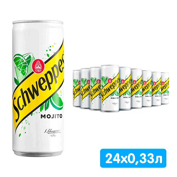 Schweppes Mojito / Швепс Мохито 0,33 литра, газ, ж/б, 24 шт. в уп.