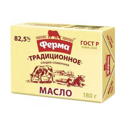 Масло сливочное С ферм 82,5% БЗМЖ 180 гр