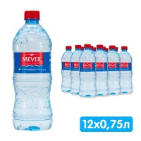 Вода Мевер / Mever 0.75 литра, без газа, пэт, 12 шт. в уп.