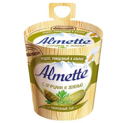 Сыр Almette творожный с огурцами и зеленью 60% БЗМЖ 150 гр