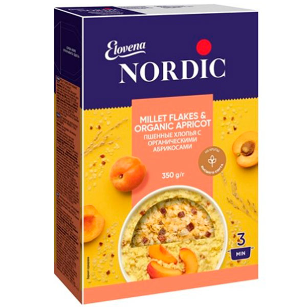 Хлопья Nordic пшенные с органическими абрикосами 350 гр