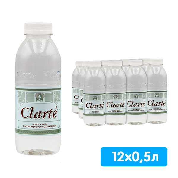 

Вода Clarte 0,5 литра, без газа, пэт, 12 шт. в уп.
