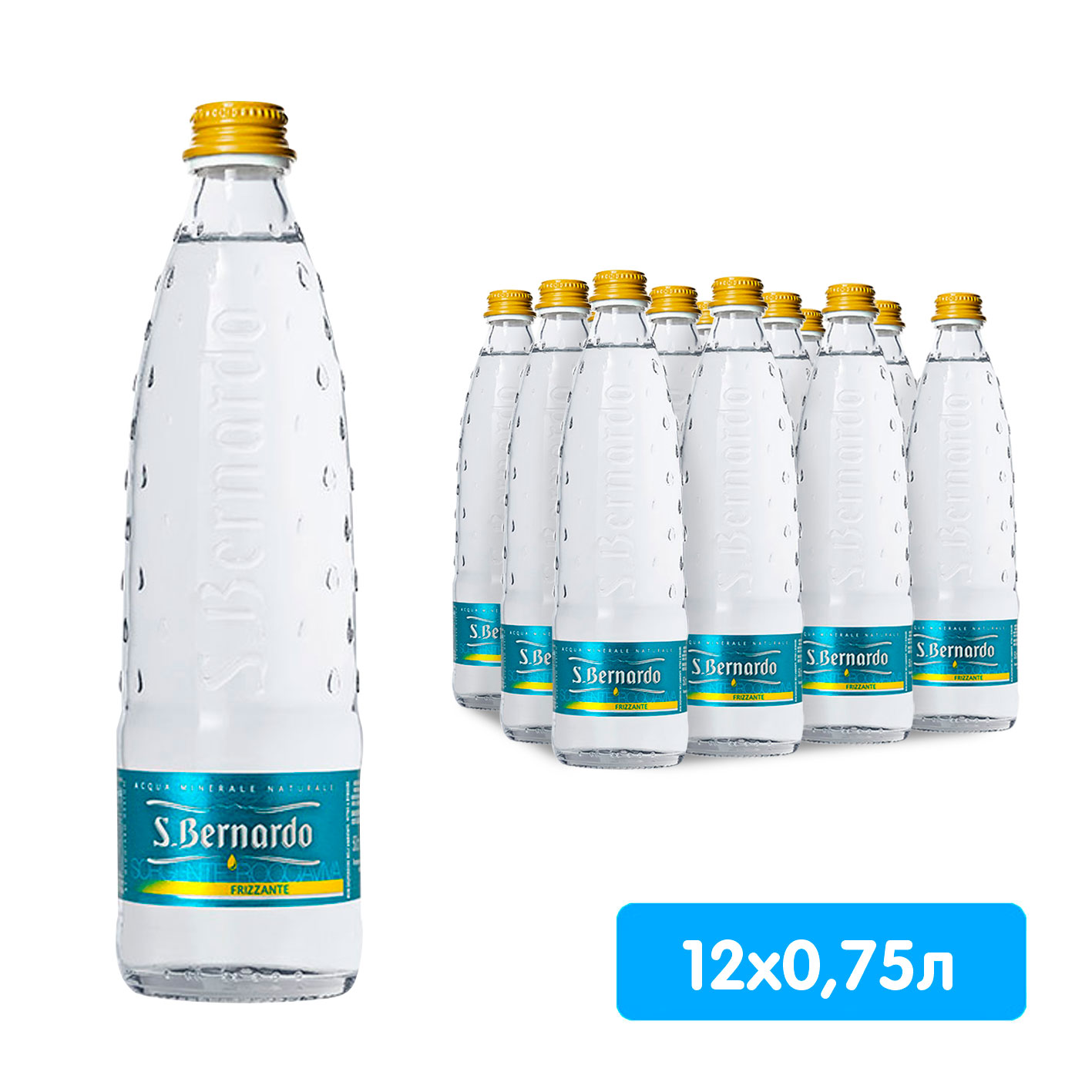 Вода San Bernardo 0,75 литра, газ, стекло, 12 шт. в уп