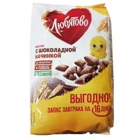 Готовый завтрак Любятово подушечки с шоколадной начинкой 500 гр