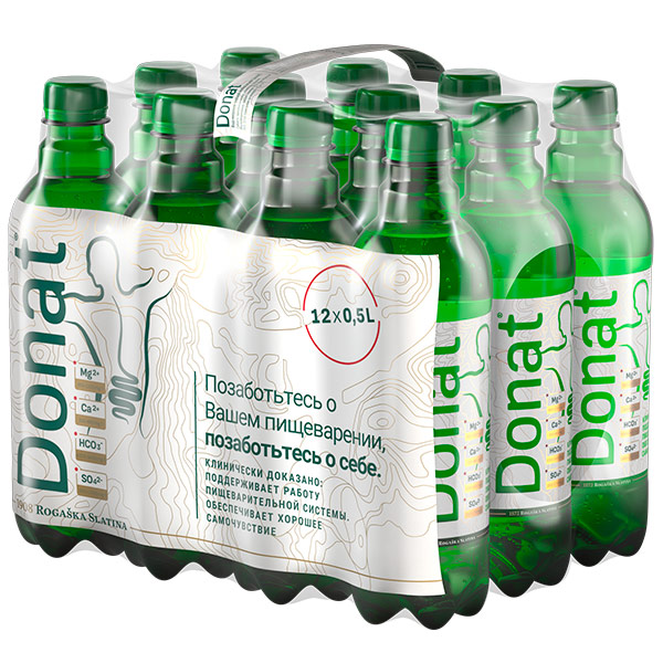 Вода Donat Mg / Донат Магний 0.5 литра, газ, пэт, 12 шт. в уп.